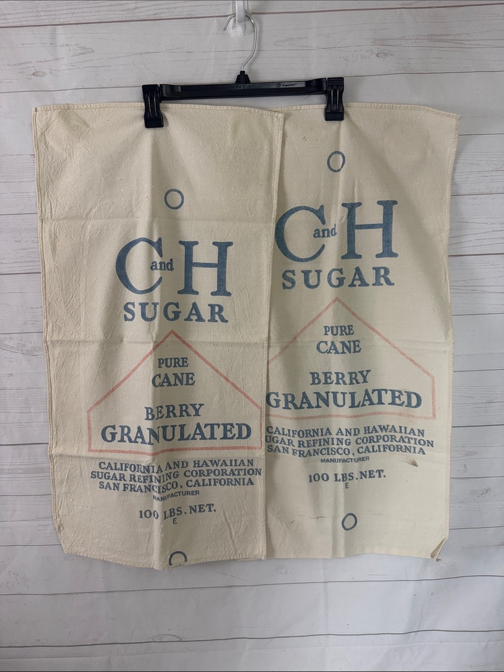 Vintage 1930’s C&H Sugar Sack Printed Cotton Tea Towels California & Hawaii